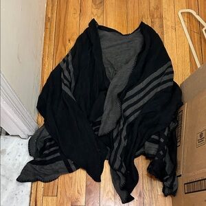 Black and Gray Striped Shawl
